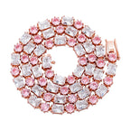Iced Out Round & Square Tennis Chain Necklace — Copper Alloy