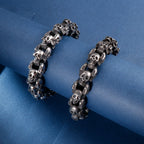 12/15mm Evil Ghost Head Skull Chain Bracelet Men 316L Stainless Steel Punk Shiny Matte Biker Rock Demon Jewelry