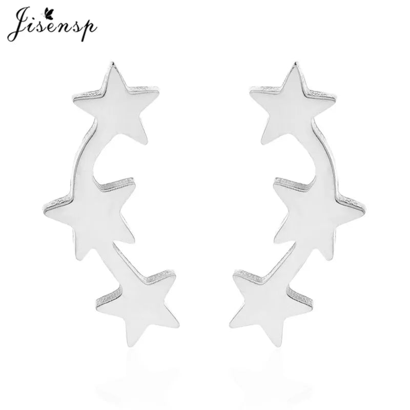 Punk Open Star Stud Earrings Everyday Wear — Stainless Steel