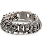 Heavy 316L Stainless Steel Men's Bracelet Vintage Pattern Link Chain Hand Bracelets for Man Massive Male Jewelry