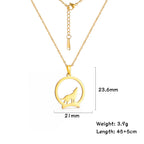 Skyrim Howling Wolf Pendant Necklace Women Men Casual Punk Stainless Steel Gold Color Animal Neck Chain Jewelry Gift Wholesale