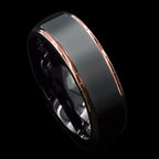 8mm Fashion Brushed Black Ring Simple Stripe Stainless Steel Ring Men Wedding Band