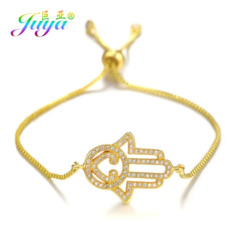 Iced Out Hamsa Copper Bracelet — Adjustable