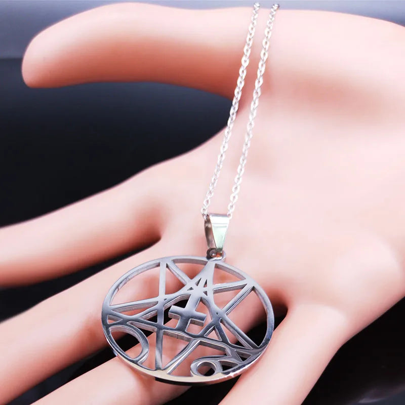 Angel Band Silver Pendant Necklace — Stainless Steel