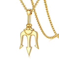 Vintage Neptune Poseidon Trident Pendant Stainless Steel Ancient Greece Amulet Necklace Men Jewelry Gift for Sailor