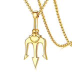 Vintage Neptune Poseidon Trident Pendant Stainless Steel Ancient Greece Amulet Necklace Men Jewelry Gift for Sailor