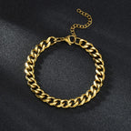 Sifisrri Punk Men 3/5/7mm Stainless Steel Curb Cuban Link Chain Bracelets Gold Color Solid Chains Unisex Wrist Jewelry Gift