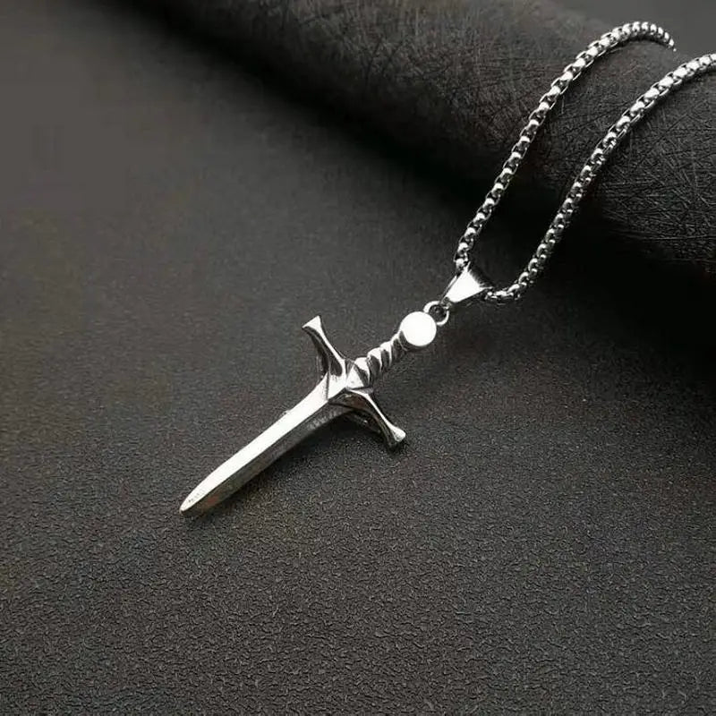 European and American retro punk religious jewelry Stainless steel cast catholic jesus and sword cross pendant