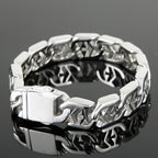 Fongten 21cm Cross Bracelets For Men Stainless Steel Cuban Link Chain Wristband Bangle Bracelets Silver Color Male