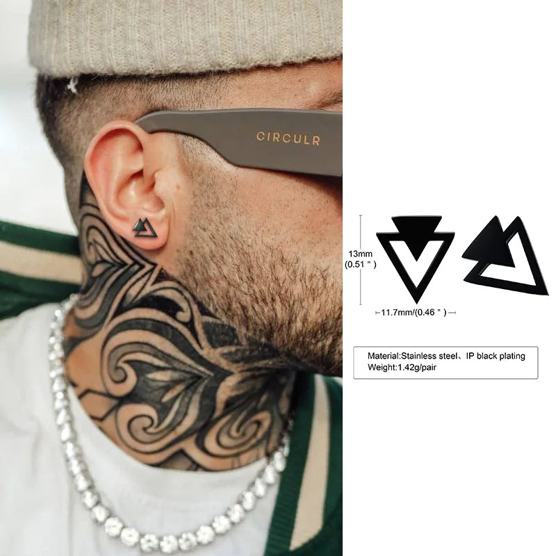 Minimal Triangle Zircon Stud Earrings — SS