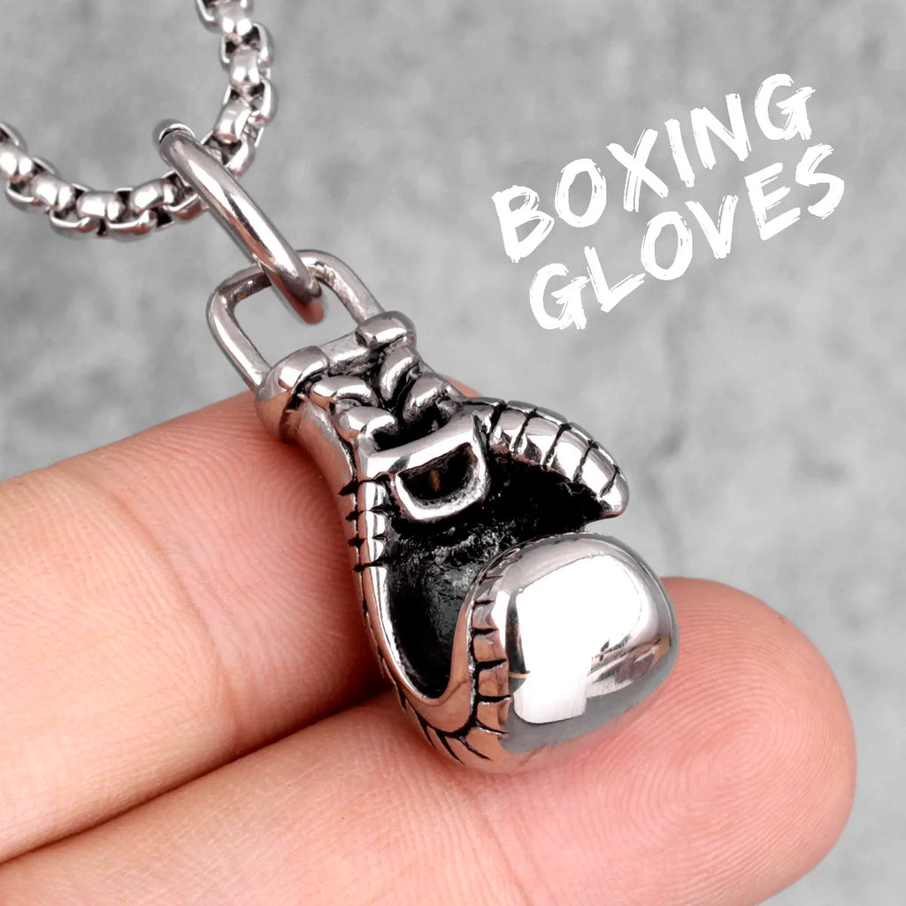 Fitness Gym Bodybuilding Boxing Gloves Stainless Steel Men Necklaces Pendants Chain for Boyfriend Male Jewelry Gift
