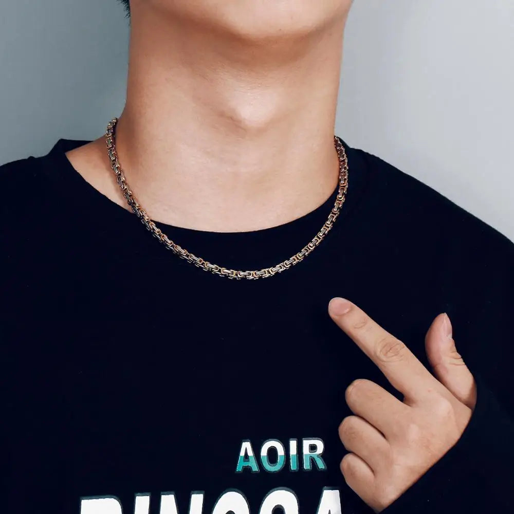 4/5/6/8mm Width Royal Box Chain Necklace For Men Male Stainless Steel Long Necklace Personalise Jewelry Boyfriend Gift