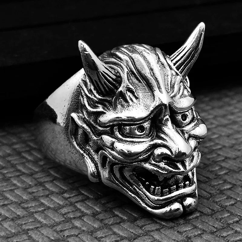 Japanese Hannya Mask Halloween Ring — Stainless Steel