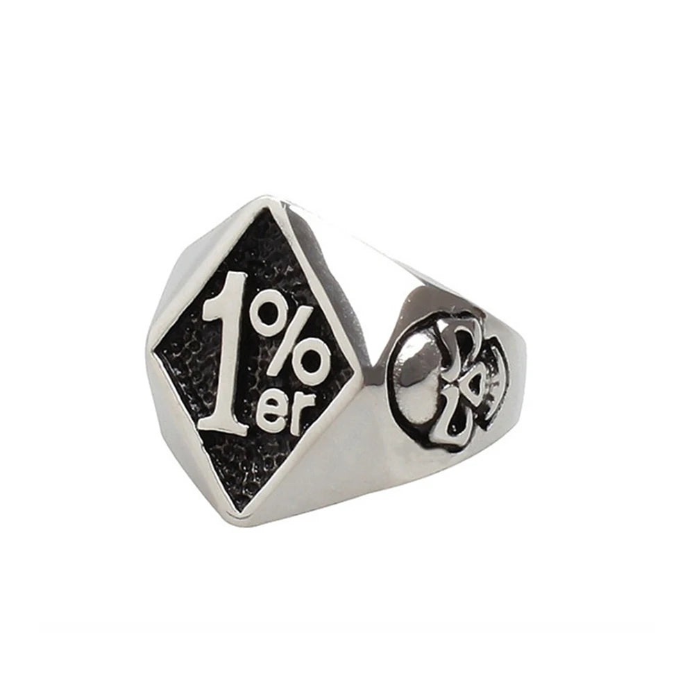 Simple Retro 1% Lucky Number Ring Men And Women Punk Fashion Stainless Steel Biker Skull Ring Amulet Jewelry Gift Wholesale