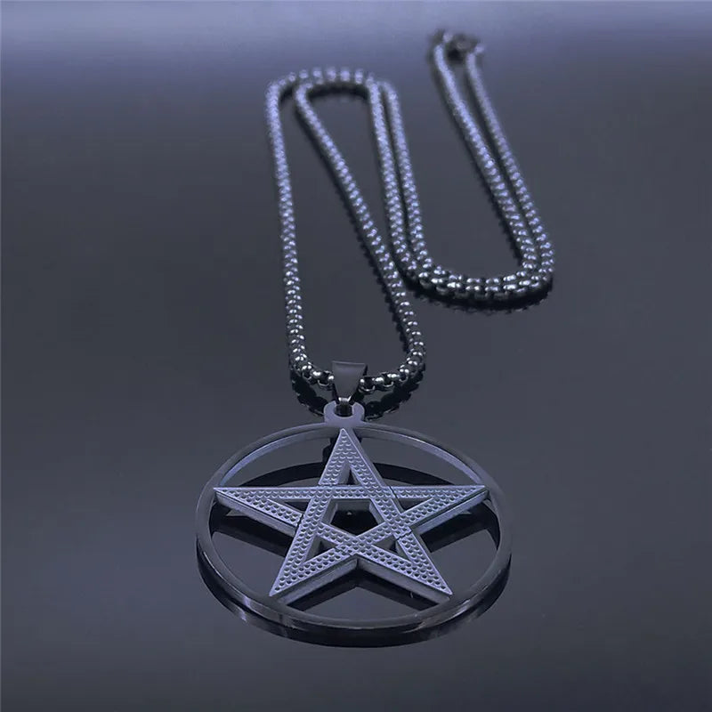 Star Steel Pendant Divination Witchcraft Pentagram