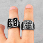 Jerusalem Cross Religion Stainless Steel Mens Rings Simple Retro for Male Boyfriend Biker Jewelry Creativity Gift
