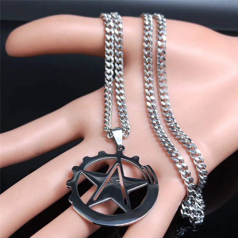 Hammer Sickle Pendant Necklace — Silver