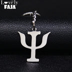 Greek Letter Silver Keychain — Stainless Steel