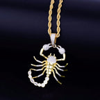 Iced Out Scorpion Rope Chain Pendant — Gold