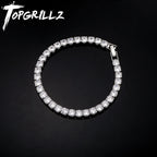 TOPGRILLZ 3/4/5MM Micro Tennis Bracelet with New Fold Over Clasp Hip Hop Bling Iced Out Cubic Zirconia Jewelry Gift For