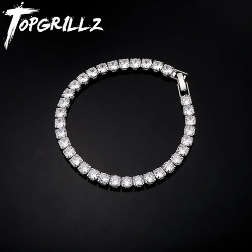 TOPGRILLZ 3/4/5MM Micro Tennis Bracelet with New Fold Over Clasp Hip Hop Bling Iced Out Cubic Zirconia Jewelry Gift For