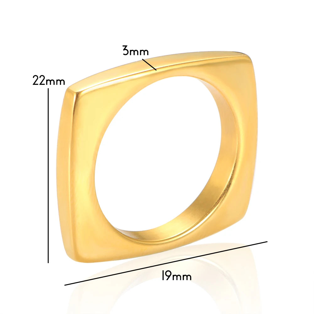 Punk Stainless Steel Ring Vintage Geometric Irregular Square Quadrilateral Fashion Knuckle Rings For Men Women Jewelery