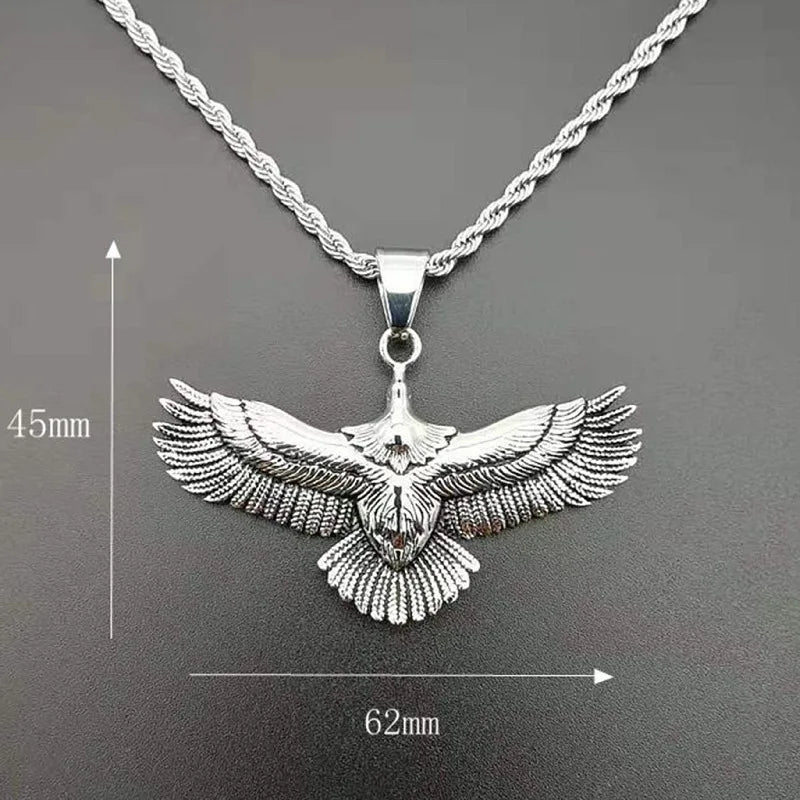 Trendy Eagle Pendant Silver 925 Men Necklace Retro Punk Style Flying Eagle Choker Necklace Male Party Accessories Boyfriend Gift