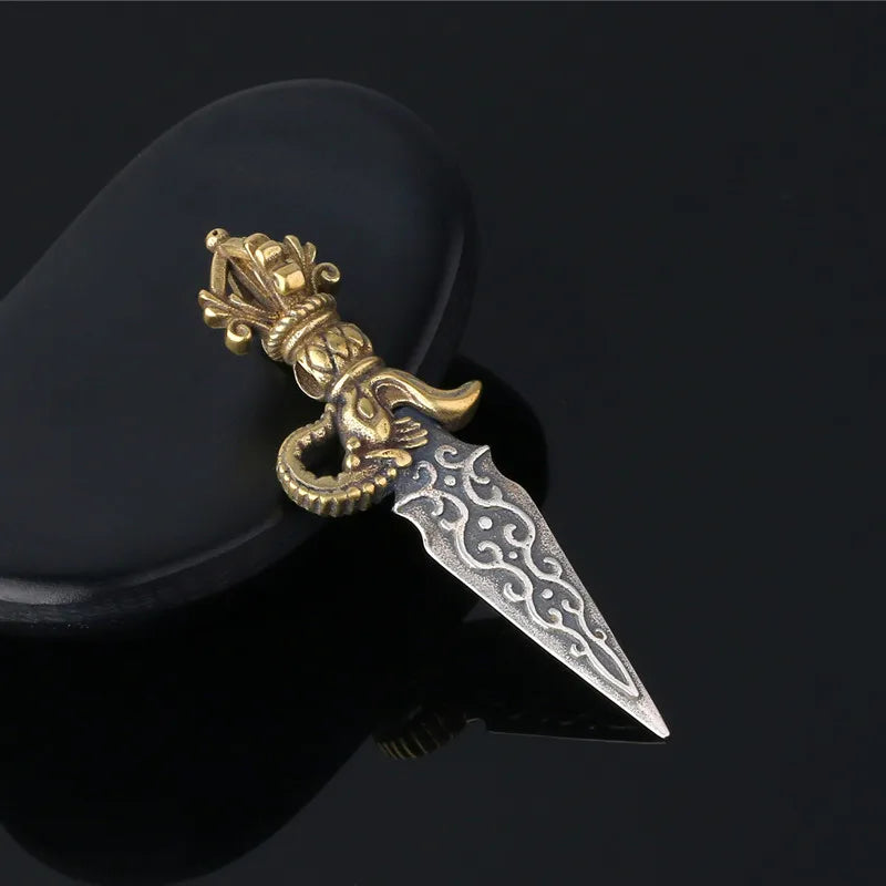 BOCAI Real Solid 100% S925 Silver Jewelry Pendant Buddhist Supplies Vajra Axe and Bead Necklace Diy Beaded Accessories