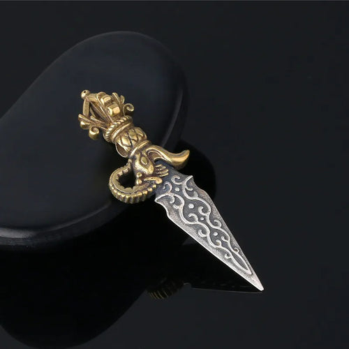 Buddhist Vajra Axe Beaded Pendant — 925 Silver