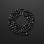 Black Chain Necklace Bracelet Set 8mm — Stainless Steel
