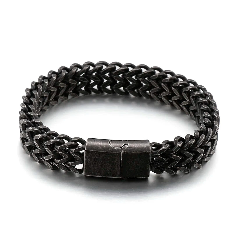 Men's 316L Stainless Steel Wrist Bracelet Man On Hand Chain Bracelets For Men Logo & Name & Date Engraved Male Jewelry