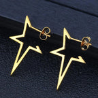 Punk Open Star Stud Earrings Everyday Wear — Stainless Steel