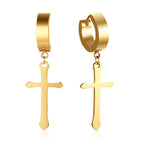 Cross Mini Huggie Hoop Earring — Stainless Steel