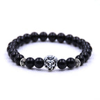 Classic Lion Head Beaded Bracelet — Black Matte & Color Beads