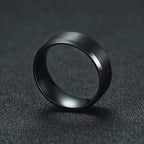 8mm Black Wedding Band Brushed Finish Circuit Board Pattern Laser Engraved Stainless Steel Ring for Men
