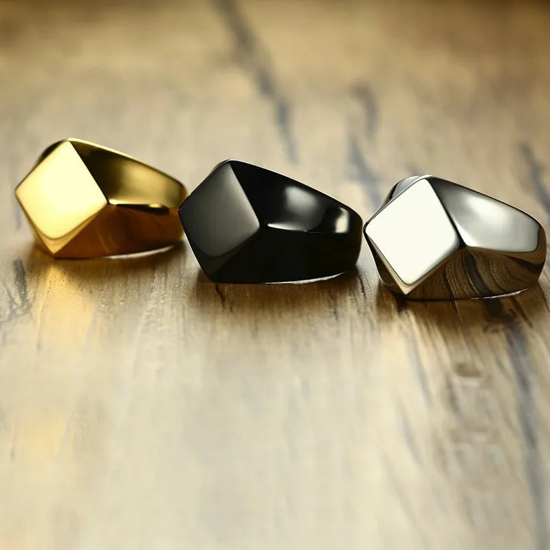 Square Flat Top Signet Ring — Stainless Steel