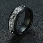 8mm Black Wedding Band Brushed Finish Circuit Board Pattern Laser Engraved Stainless Steel Ring for Men