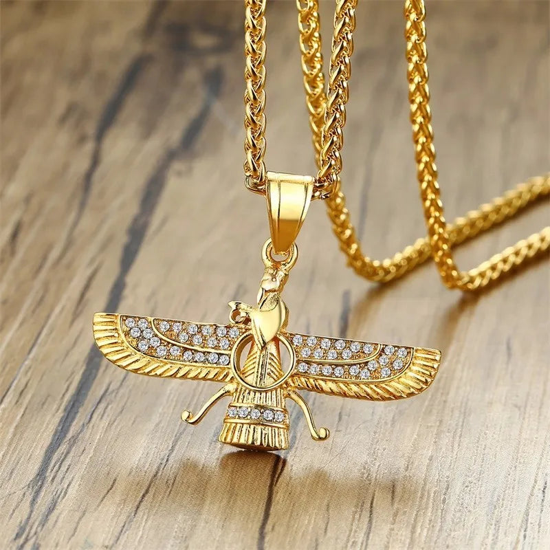 Farvahar Wing Pendant Necklace — Stainless Steel