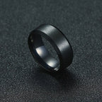8mm Black Wedding Band Brushed Finish Circuit Board Pattern Laser Engraved Stainless Steel Ring for Men