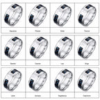 Vnox Twelve Constellations Rings for Men Women 8mm Stainless Steel Anel Male Classic Carbon Fiber 12 Horoscope Ring