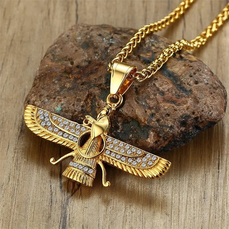 Farvahar Wing Pendant Necklace — Stainless Steel