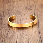 Gold Flat Cuff Bangle Bracelet 8mm