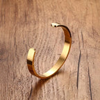 Gold Flat Cuff Bangle Bracelet 8mm