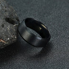 8mm Black Wedding Band Brushed Finish Circuit Board Pattern Laser Engraved Stainless Steel Ring for Men