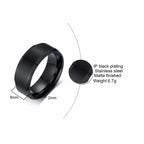 8mm Black Wedding Band Brushed Finish Circuit Board Pattern Laser Engraved Stainless Steel Ring for Men