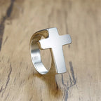 Cross Two-Tone Ring — Stainless Steel