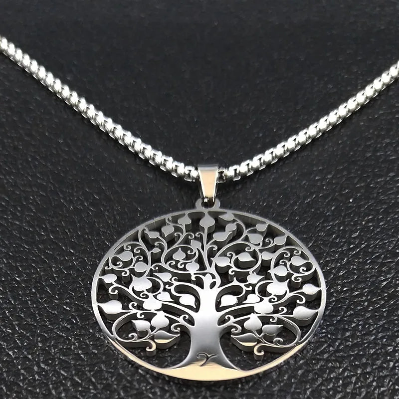 Tree of Life Pendant Necklace — Stainless Steel