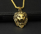 Hip Hop Silver /Gold/Black Color Lion Head Pendant Necklace For Men Luxury Stainless Steel Male Jewelry Friendship Gift