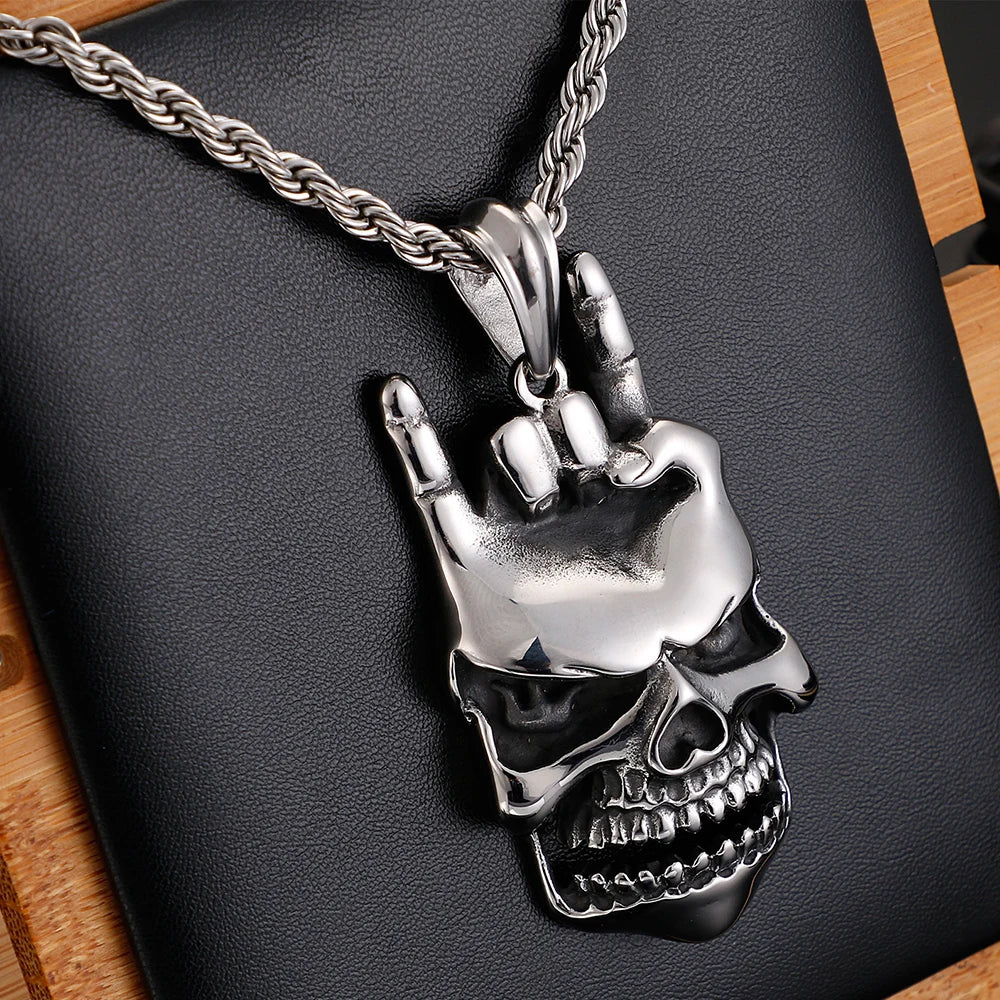 Skull Choker Pendant Necklace — Stainless 60CM