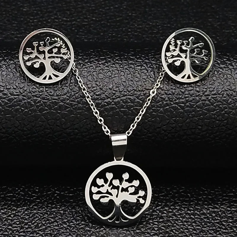 Tree of Life Set Necklace — Gold Stainless